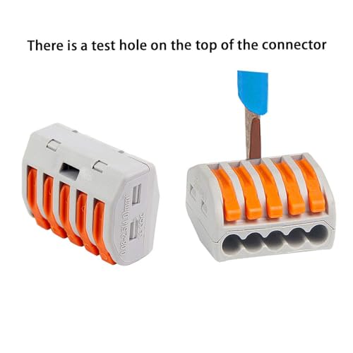 Image of ROBOWAY 4Pcs PCT-215 Wire Connector, 5 Pole Spring Lock Lever Terminal Block for Cable Connection, Quick Splicing Connector for 0.08-2.5mm Electrical Wires, Durable Easy Wiring Terminal (Pack of 4)