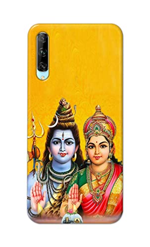 Image of PRINTFIDAA God Shiva Parvati Yellow Background Printed Designer Hard Back Case Cover for Huawei Y9S (2019) -(WY) MVN1008