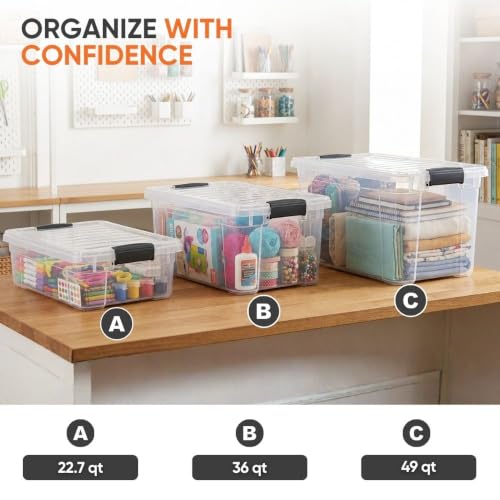 Image of Superio Storage Bins with Lids, Clear Plastic Containers for Organizing, Stackable Totes, BPA Free, Odor Free, Organizer Boxes for Home, and Dorm (6 Pack, 36 Qt)