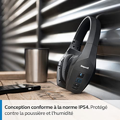 Jabra BlueParrott S650-XT Casque Sans Fil 2 en 1 Convertible Stéréo-Mono pour des Appels Clairs - Avec 4 Microphones pour Annuler 96 % du Bruit de Fond - Contrôle Vocal et Suppression Active du Bruit