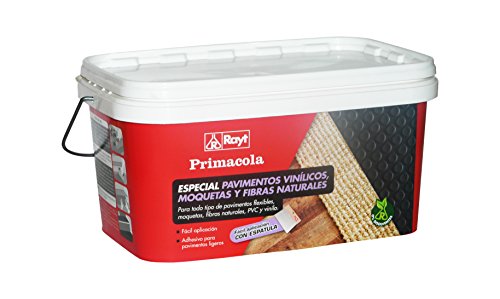 Rayt 524-23 Primacola Plus C-10 Adhesivo acrílico unilateral para revestimientos ligeros: moquetas, pavimentos de PVC, goma o caucho de hasta 4 mm de grosor. Fácil aplicación con espátula. 5kg