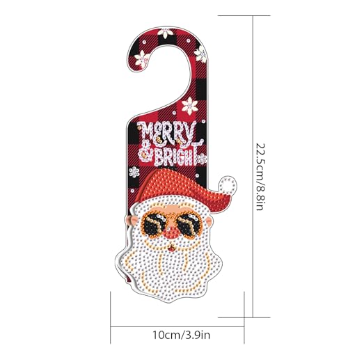 Image of AiYuanzsh 5D Christmas Diamond Painting Door Sign Kit - Special-Shaped Drill DIY Hanging Pendant for Holiday Home Decor & Gift