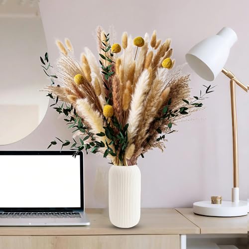 Boho Dried Flowers Bouquet – Olive Green Wall Decor, Pampas Grass Bouquet, Rustic Flower Arrangement, Moody Office & Bedroom Decor, DIY Home Vase Filler, Farmhouse Floral, Boho Wedding Bouquet - Image 6