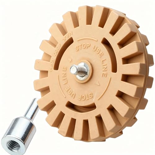 Aiyraa 4 Decal Eraser Wheel Sticker Remover Wheel Rubber Eraser for Power Drill Toffee Wheel for Drill Removes Vinyl Stickers/Pinstripes/Adhesives from Cars Boats Caramel Wheel