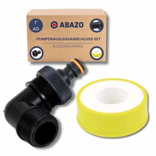 ABAZO - Pumpenanschlussstutzen an Gartenpumpe, Schlauchverbinder, Rückschlagventil für die Pumpe, Anschluss an einen Hydrophor, Satz Pumpenzubehör, Pumpenauslassanschluss SET 1' AG