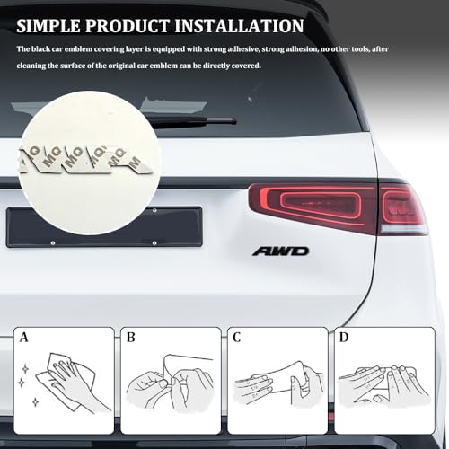 Image of AWD Emblem Sticker, Car Exterior Emblems Badge, 3D Metal Tailgate Side Sticker Badge, Car Decoration Accessories Self Adhesive Logo Emblem Fit for Trunk Tailgate Fender (AWD, Black)