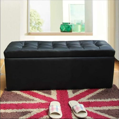 Pouf de rangement coffre capitonné banc bout de lit 60cm - 5