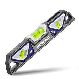 WORKPRO 25CM/10Inch Magnetic Spirit Level, Torpedo Level with 3 Vials 45°/90°/180°, Aluminium Frame, Strong Magnet, Patented Double-View Design Level Tool