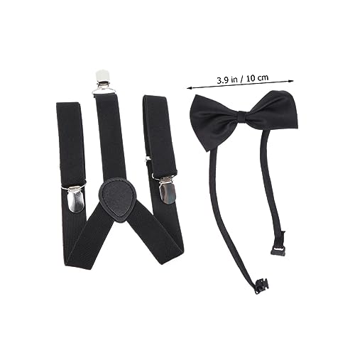 Academy Style Party Accessory Boys and Girls Elastic Band Set Boys Bow Ties and Suspenders Black Bowtie2