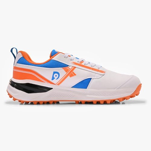 Image of DNINE Blaster Men, Rubber Studs, Cricket Shoes, Sun Orange /Diva | Blue /White | White /Red
