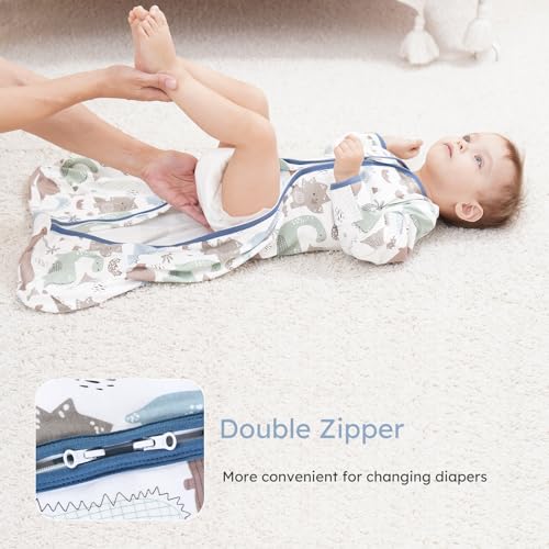 Image of Yoofoss Baby Sleep Sack 12-18 Months Long Sleeve Wearable Blanket Baby 100% Cotton 2-Way Zipper 0.5 Tog Toddler Sleeping Sack, Lightweight(Large)