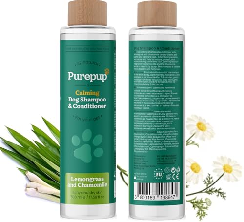 PUREPUP All Natural Calming Dog Shampoo & Conditioner with Lemongrass oil and Chamomile; Soothing for Normal, Dry, Itchy or Allergy Sensitive Skin, Long Lasting Natural Scent, XXL Package