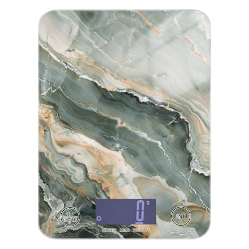 Báscula digital pequeña con pantalla LCD de piedra de mármol, 11 libras/1 onzas, escala digital pequeña de 5 kg/5 g con 4 unidades para hacer jabón, dieta, asar, pesas, alimentos