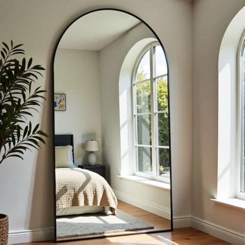 Image of OGCAU Floor Full Length Mirror 81 inchx41 inch Large Arched Full Body Mirror, Black