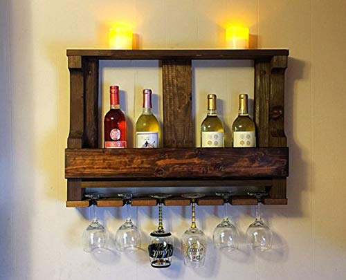 Vm decor Wooden Wall Hanging Design Bar | Bar Cabinets for Home | Mini Bar for Home | Solid Wood Make Wine Storage Cabinet with Glass Hanging Space-Walnut Finish-image-7