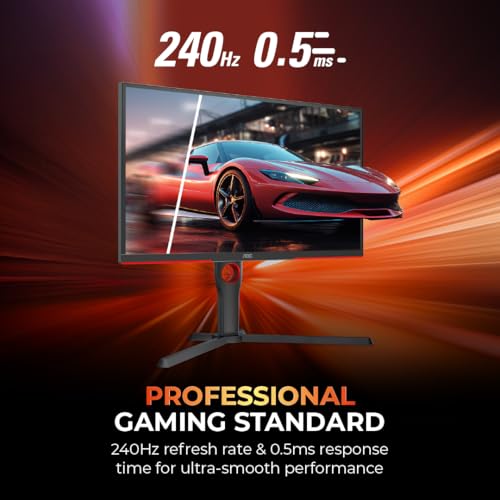 Image of AOC 25G3ZM /BK 24.5 inch FHD Gaming Monitor, 240Hz Refresh Rate, 1ms GTG Response Time, 6 Game Modes, Freesync Premium, Low Input Lag, ShadowControl, HDMI & DisplayPort