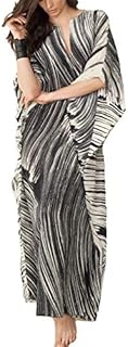Bsubseach Women's Print Turkish Kaftan Beachwear Bikini Cover Up Maxi Dress