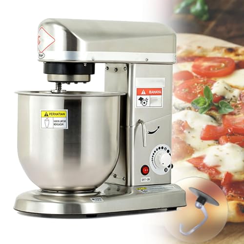 Food Stand Mixer Dough Blender, Electric Cake Mixer with Bowl, Beater, Hook, Whisk, Commercial Food Mixer, Kitchen Multi-Function (Silver 10L)