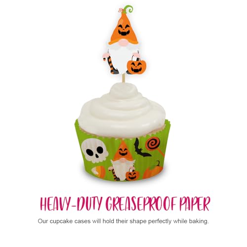 Anniversary House 28 pcs Halloween Gonk Cupcake Kit - 12 Gnome Cake Toppers & 16 Greaseproof Baking Cases - Halloween Party Cupcake Decorations for Muffins, Cakes - Trick-or-Treat & Themed Events — photo 5