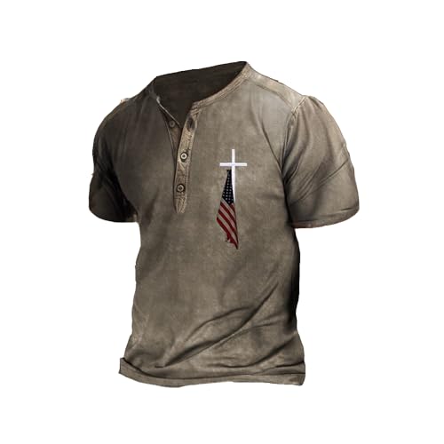 MOGUI Cross Falg Polo Shirt Men Vintage American Flag Christian Patriotic Tee