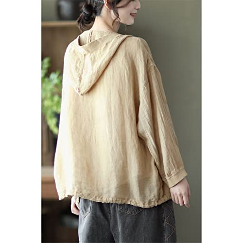 Spring thin coats Autumn coats Womens fashionable coats Cotton and linen casual streetwear4