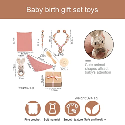 Baby Gift Set For Newborn New Baby Gift Set - 7 Pcs Newborn Baby Essentials Baby Bath Set With Baby Blanket Baby Rattle - New Born Baby Girls Gift & Baby Boy Gifts For Baby Shower (Bunny-2) #TOP6