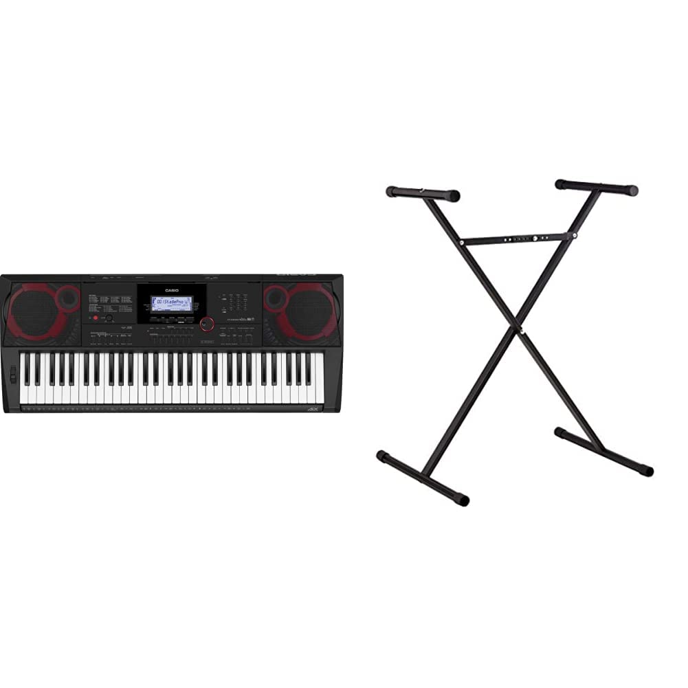 Casio61-Key Portable Keyboard (CT-X3000) & Casio ARST Single-X Adjustable Keyboard Stand, Black