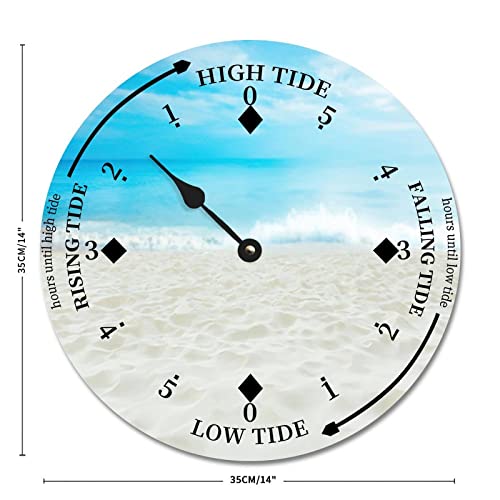 Ditooms Tide Clock Beach Theme East Coast Atlantic Ocean Time Tidal Clock High And Low Tide Wall Hanging Art Tide Movement Clock For Beach House Cottage 14X14 In #TOP2