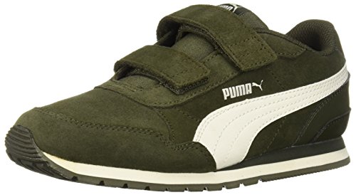 PUMA unisex-kids ST Runner SD Velcro Kids Sneaker, Forest Night-Whisper White, 1 M US Little kid