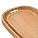 Bamboo Wood Serving Tray with Handles - Rustic Breakfast Tray Ottoman Tray Decorative Oval Butler Tray for Food, Coffee and Tea - 17