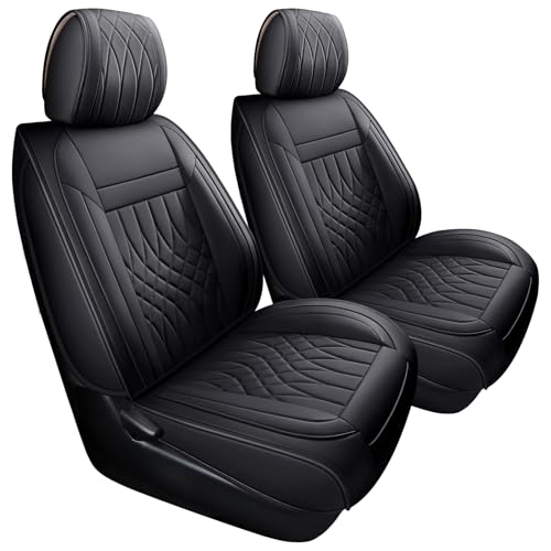 Image of YIERTAI Seat Covers Compatible with Toyota Tacoma for 2005-2024 2025 2026 Crew Double Access Cab TRD Off-Road Limited SR SR5 Trail Edition Truck Waterproof Faux Leather(2 PCS Front/Black)