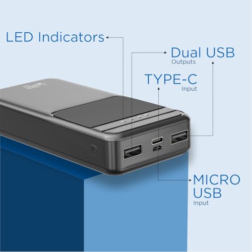 Image of Ubon 20000 mAh 15W Fast Charging Power Bank | Multiple Ports | Smart Ic Protection | for iPhone, Android & Other Devices, Black - PBX2002