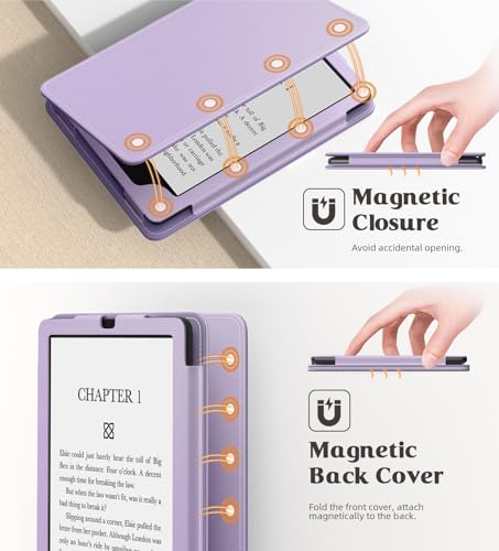 Image of MoKo Case for 7 inch /6.8 inch Kindle Paperwhite(12th /11th Generation-2024 /2021) and Kindle Colorsoft Signature Edition, Slim PU Shell Cover Case with Auto-Wake /Sleep for Kindle Paperwhite 2024, Taro Purple