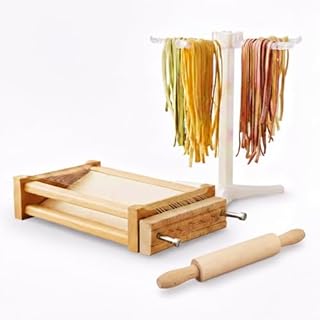 Antech - Chitarra per Pasta Qualità Superiore - Chitarra Spaghetti Fettuccine Tagliatelle Tonnarelli - Chitarrina Abruzzese Con Mattarello e Stendi Pasta - Corde In Acciaio Inox - Made In Italy