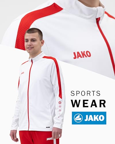 JAKO Herren Polyesterjacke Power, Weiß/Rot, 4XL – Ansicht 3