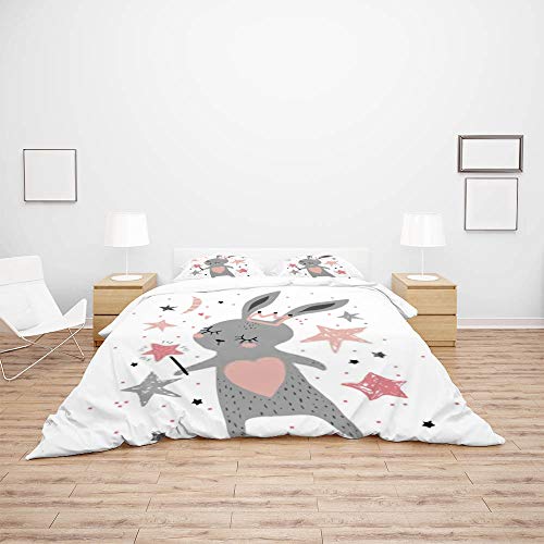 Housse de couette lapin 3 pièces avec taies d'oreiller lit simple - 4