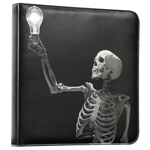 Kigai Skeleton Photo Album Self Adhesive Scrapbook Album Leather Cover DIY Picture Scrap Book with 20 Adhesive Sheets, 11.8x24x0.8 inch