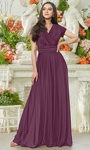Image of KOH KOH Womens Sexy Cap Short Sleeve V-Neck Flowy Cocktail Gown