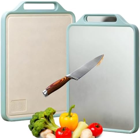 Tábua de Corte Dupla Face Inox e PP Tabua de Carne Inox Antibacte...