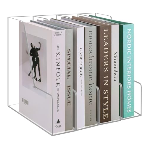 HMXLJJY Clear Acrylic Magazine Rack, Vertical File Holder, Desk Organizer