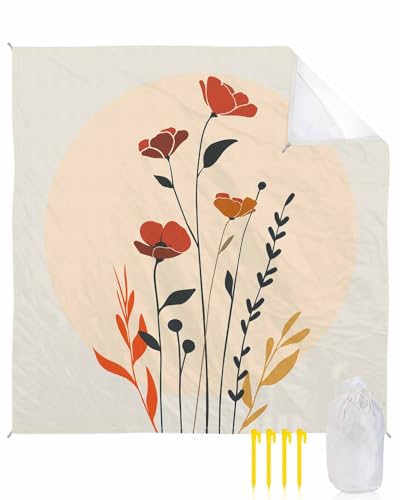Abstract Blossom Flower Leaves Beach Blanket Waterproof Sandproof Outdoor Picnic Mat 108