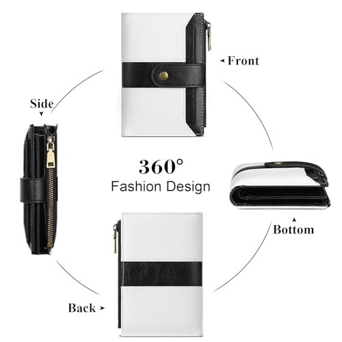 Image of SENDEFN Small Wallets for Women Leather Bifold Compact RFID Blocking with ID Window