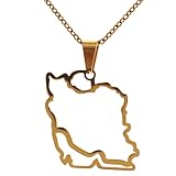Asoodehdelan Persian Persia Iran Map Necklace Pendant (Gold Plated, 24" Chain)