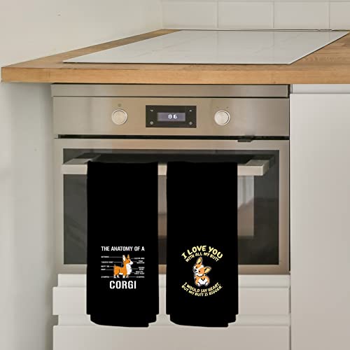 Negiga Cute Cartoon Corgi Dish Cloths Towels 24X16 Inch Set Of 4,Funny Corgi Stuff Decor Decorative Dish Hand Towels For Dorm Kitchen Bathroom,Corgi Lover Gifts For Women,Housewarming Gifts #TOP3