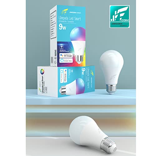 Lampada Led E27 RGB 16 milhoes de cores+ Branco Frio e Quente JWCOM Smart Inteligente Wifi - Compati