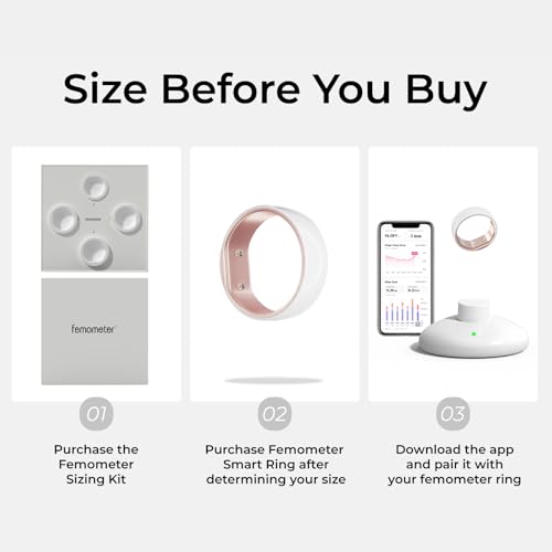 femometer Ring Gen1 for Fertility and Ovulation Tracking - Size First Sizing Kit - App Auto-Sync - Period & BBT Tracker - Additional View
