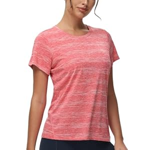 MIER Women’s Running Athletic Shirts Dry Fit Active T-shirt Tops Short Sleeve Soft Crew Neck Gym Workout Exercise Tees