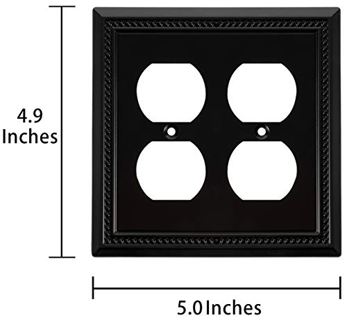Image of Henne Bery Sunken Pearls Heavy Duty Decorative Wall Plate Switch Plate Outlet Cover (Double Duplex, Matte Black)