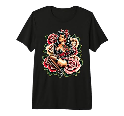 Rockabilly Mujer, Rockabilly Hombre, Pin-Up Girl Rockera Camiseta Premium