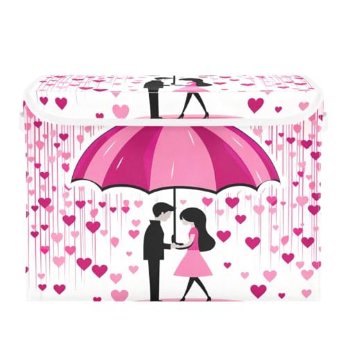JUMBEAR Contenitori pieghevoli per San Valentino, coppie, con coperchio, in tessuto, per camera da letto, ufficio